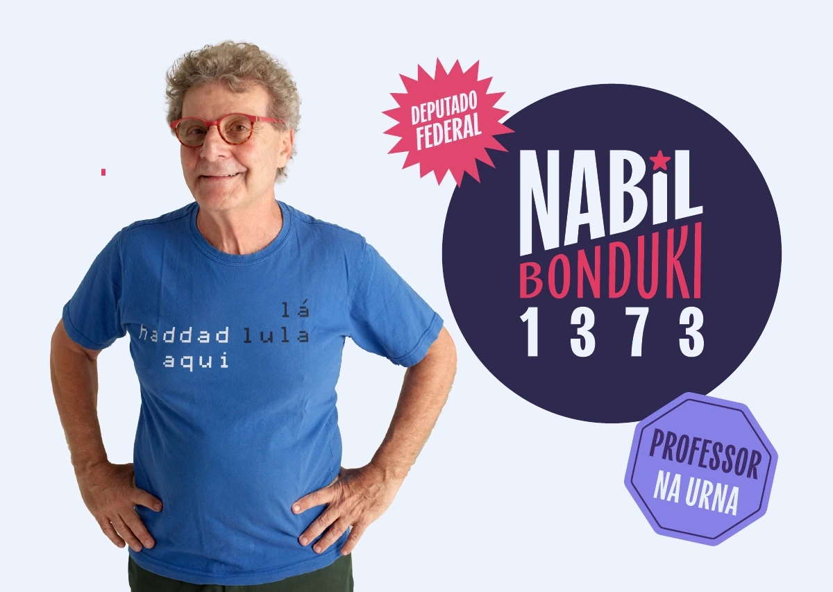Nabil Bonduki com elementos visuais da campanha